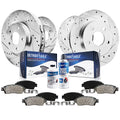 Detroit Axle - Brake Kit for Mercedes-Benz ML320 ML350 ML430 Drilled and Slotted Brake Rotors Ceramic Brakes Pads Front and Rear